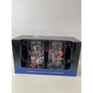 NFL Atlanta Falcons 15 Oz Color Change Glass Stein Set 2‎ Piece New With Tags!